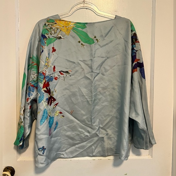 JESSIE LIU Cora Silk Twill Artistic Print Relaxed-Cut Blouse $289.00 Size M - Picture 5 of 7